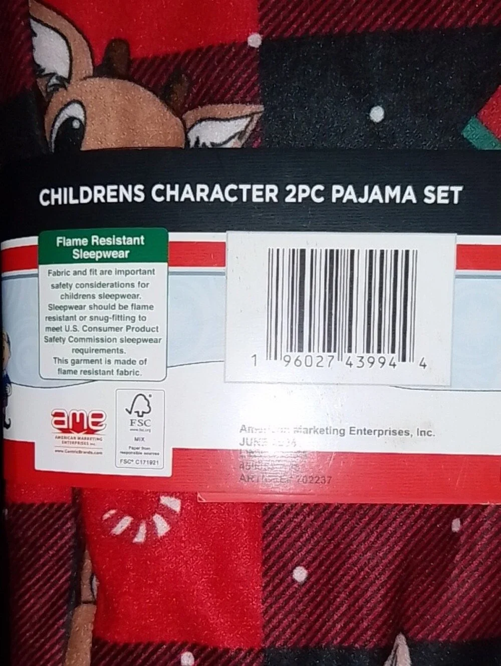 Rudolph Red Nosed Reindeer Kids Red Pajama Set